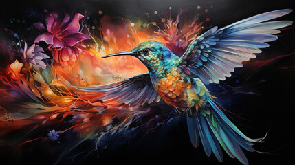 Obraz premium hummingbird and flower