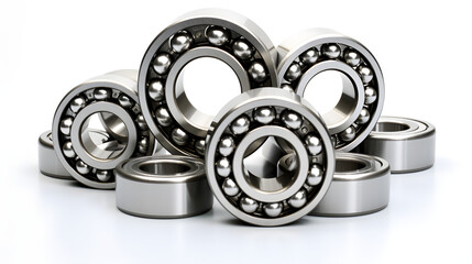 Group of ball bearings isolated on white 3d isolated on white background - obrazy, fototapety, plakaty