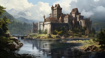 Historic fortress, hilltop stronghold, architectural marvel, fortified structure, ancient heritage. Generated by AI.