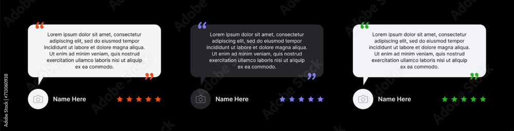 Wall mural client feedback template for a post or story. customer review in the form of speech dough with ratin