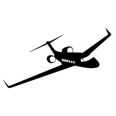airplane flying silhouette, on a white background vector