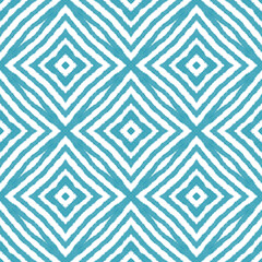 Exotic seamless pattern. Turquoise symmetrical