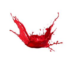 Splash red paint isolated on transparent, Generative AI