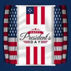 Happy President's Day banners or posters template with waving American flag