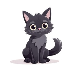 black cat Isolated on white background.
