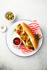 Traditional hot dog with pickles