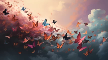 Tapeten Schmetterlinge im Grunge butterflies
