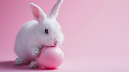 Cute Easter bunny with Easter eggs. 