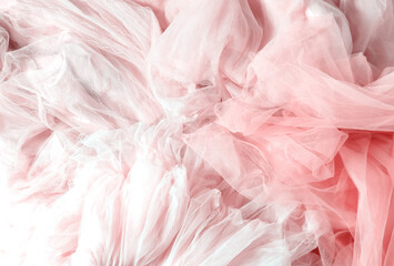 Top view abstract background of crumpled chiffon.