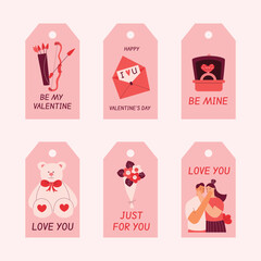 Vector flat style valentines day love labels