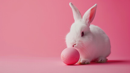 Obraz premium Cute Easter bunny with Easter eggs. 