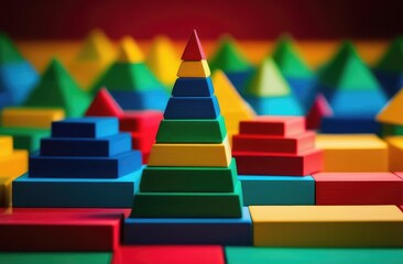 Obraz premium Pyramid of multi-colored, wooden toy blocks