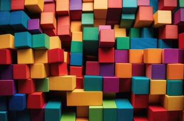 Fototapeta na wymiar abstract background of cubes. Colorful background made of wooden blocks, flat lay,