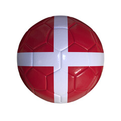 Naklejka premium Flag Of Denmark On Soccer Ball And Transparent Background