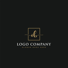Luxurious minimalist elegant sophisticated Initials letters OB linked inside square line box vector logo designs inspirations in gold colors for brand, hotel, boutique, jewelry, restaurant or company 