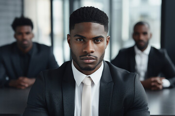 Fototapeta premium Business people having office meeting successful coworkers company building Generative AI