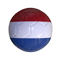 Fototapeta premium Flag Of Netherlands On Soccer Ball And Transparent Background