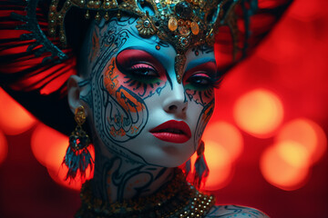 Generative AI picture of mysterious woman futuristic fantasy heroine