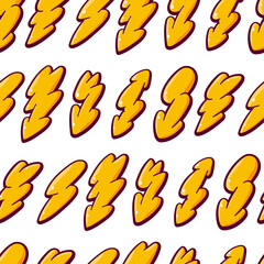 Cartoon thunderbolt and flash vector cartoon seamless pattern background for wallpaper, wrapping, packing, and backdrop. - obrazy, fototapety, plakaty