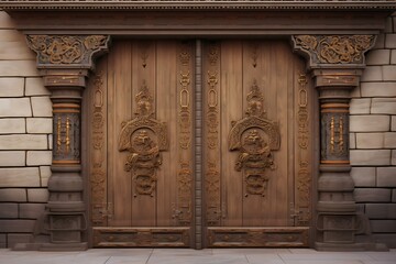 Fototapeta premium Old Historical Door / Gate, Oriental Door, Old Wooden Gate, Background, ai generated