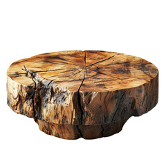 Round Wood Podium Pedestal Isolated on Transparent or White Background, PNG