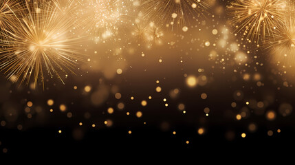 Obraz premium Happy New Year, burning fireworks with bokeh light background