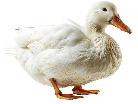 White Pekin Duck Isolated on Transparent or White Background, PNG