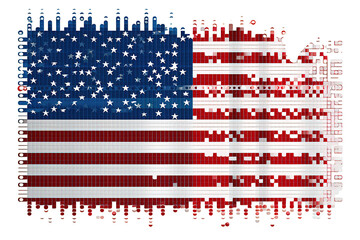 American Flag on map USA isolated on PNG Background. Generative Ai.