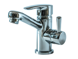 Stainless Steel Faucet Isolated on Transparent or White Background, PNG