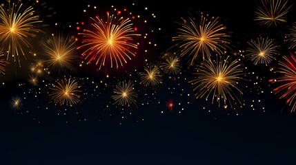 Naklejka premium Happy New Year, burning fireworks with bokeh light background