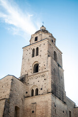 Fototapeta na wymiar View of bell tower of the church against sky