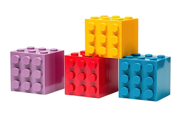 Plastic toy blocks isolated on PNG Background. Generative Ai. - obrazy, fototapety, plakaty