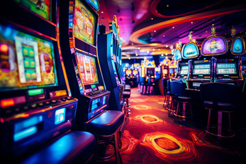 Play casino slots win games money cash conceptual Generative AI picture - obrazy, fototapety, plakaty