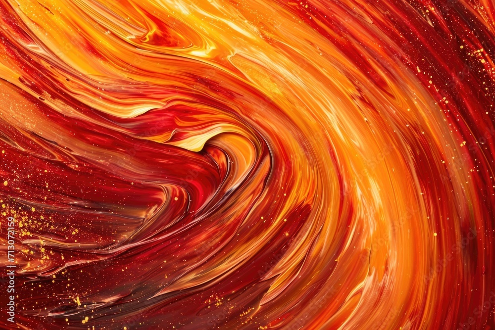 Aufkleber a vibrant painting capturing a swirling mix of red and orange paint. this abstract artwork can add a
