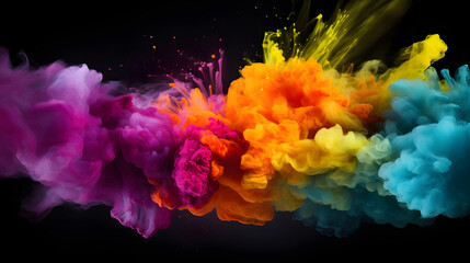 Collision of colored powder