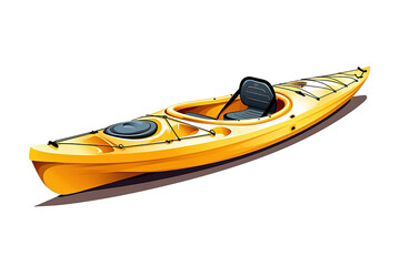 Yellow kayak isolated on PNG Background. Generative Ai.