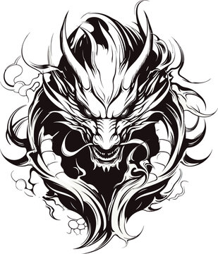 Tattoo art of a dragon's head. Easy to edit and adjust the colors. Infinite print size and high quality.