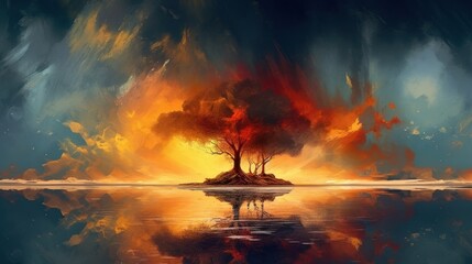 Abstract paint landscape theme. Painting style background