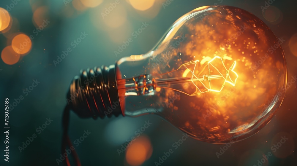 Poster a glowing light bulb illuminating the darkness. ideal for illustrating concepts such as creativity, 