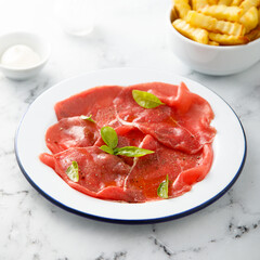 Traditional homemade beef carpaccio