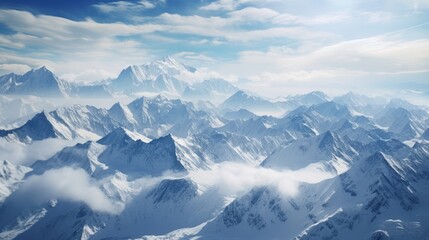 "Overhead View of Majestic Peaks in the Karakoram Range"