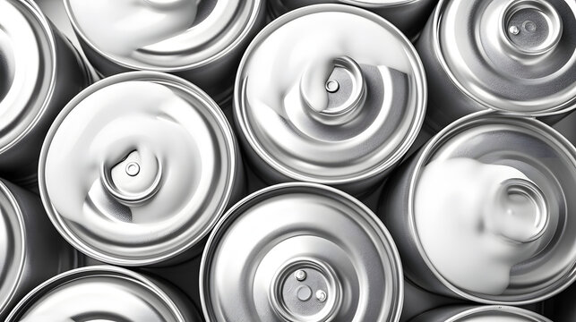 Aerosol paint cans. Monochrome Closeup shot isolated on white background