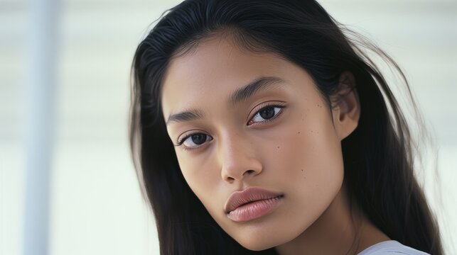 Contemplative Filipina Top Model Close-Up Portrait