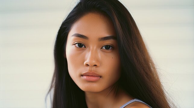Contemplative Filipina Top Model Close-Up Portrait