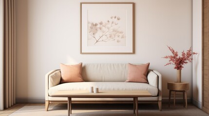 Frame Mockup with Captivating Art Print in Modern Classic Living Room