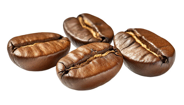 Coffee beans isolated on a transparent background. 3d rendering