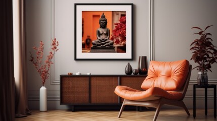 Frame Mockup on Gallery Wall in Modern Classic Living Room
