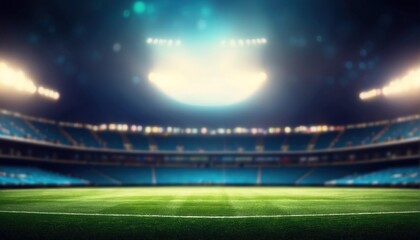 Stadium field view from the inside. decoration with soft focus light and bokeh background