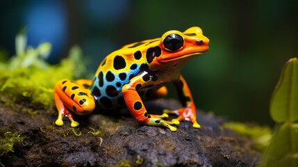 Fototapeta premium Vibrantly Colored Poisonous Frog in Rainforest