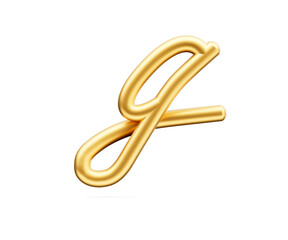 Fototapeta premium 3d Golden Shiny Small Letter g Alphabet g Rounded Inflatable Font White Background 3d Illustration